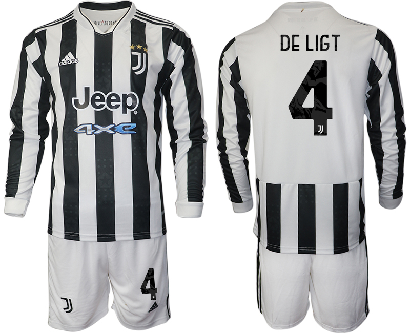 Men 2021-2022 Club Juventus home white Long Sleeve #4 Adidas Soccer Jersey